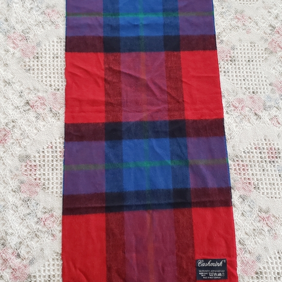 Cashmink Red and Black Plaid Scarf - Picture 3 of 8